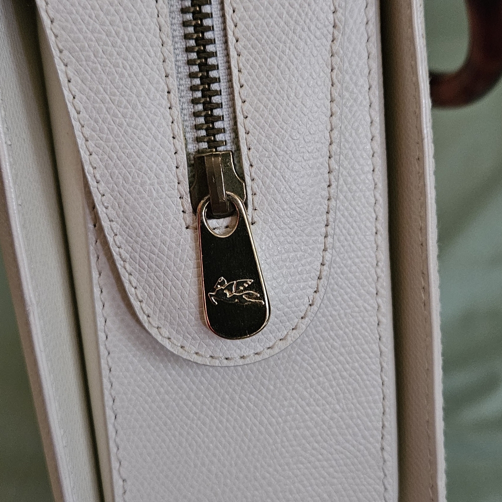 Etro Off-White Leather High-End Luxury Designer Double Handle Handbag (EXCELLENT - Picture 10 of 15